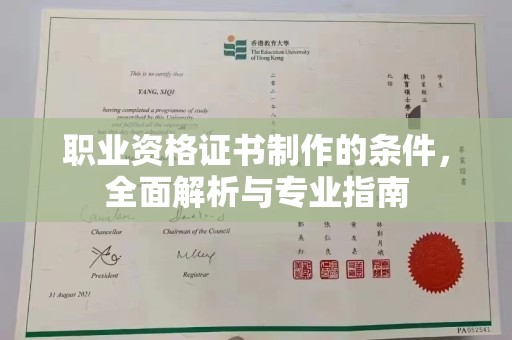 韶关职业资格证书制作的条件，全面解析与专业指南